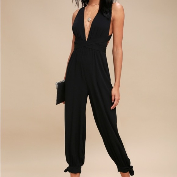 Black halter jumpsuit - Picture 1 of 5